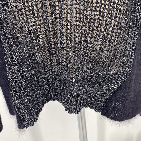 Eileen Fisher Project L Mohair Viscose Wool Blend‎ Metallic Open Knit Round Neck - Picture 7 of 16